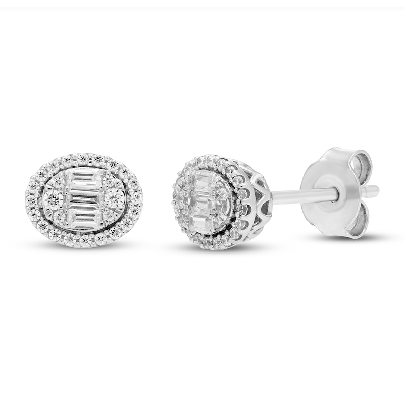 Main Image 1 of Neil Lane Diamond Earrings 1/4 ct tw Baguette & Round-cut 14K White Gold