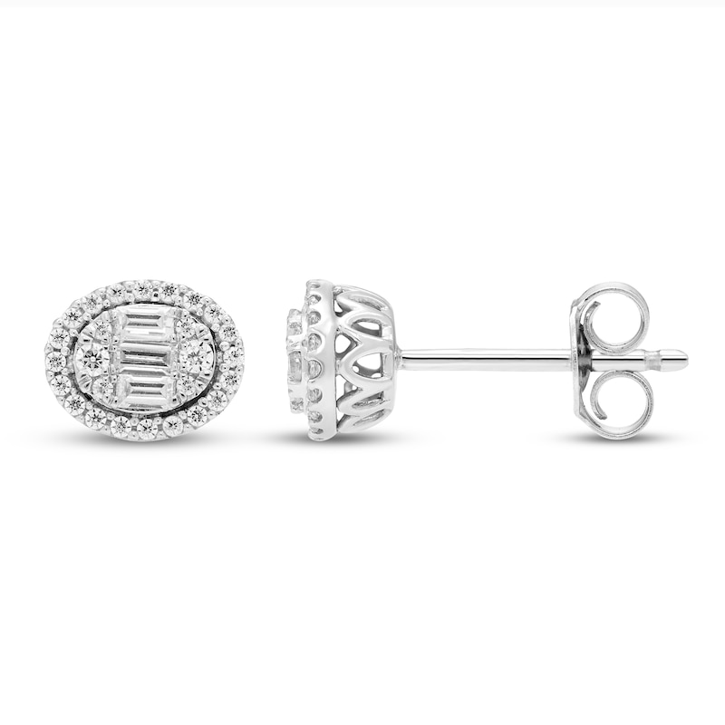 Main Image 2 of Neil Lane Diamond Earrings 1/4 ct tw Baguette & Round-cut 14K White Gold