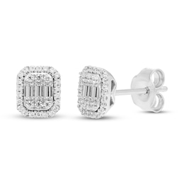 Neil Lane Diamond Earrings 1/4 ct tw Baguette & Round-cut 14K White Gold