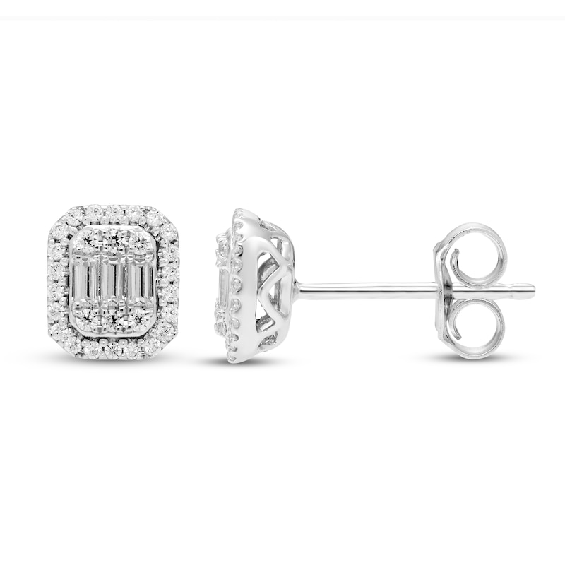 Main Image 2 of Neil Lane Diamond Earrings 1/4 ct tw Baguette & Round-cut 14K White Gold