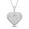 Thumbnail Image 1 of Neil Lane Diamond Heart Necklace 1/2 ct tw Baguette & Round-cut 14K White Gold 19&quot;
