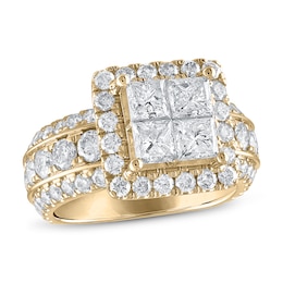 Now + Forever Diamond Engagement Ring 4 ct tw Princess & Round 14K Yellow Gold