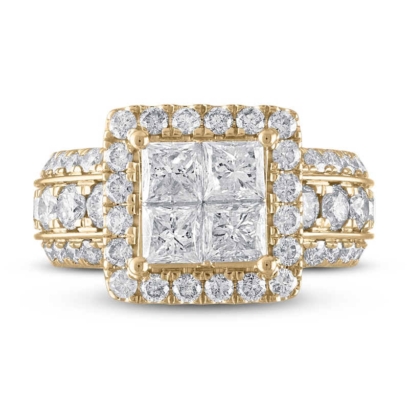 Diamond Engagement Ring 4 ct tw Princess & Round 14K Yellow Gold