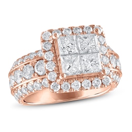 Now + Forever Diamond Engagement Ring 4 ct tw Princess & Round 14K Rose Gold