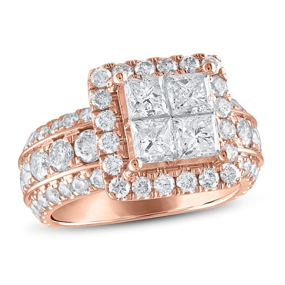 Now + Forever Diamond Engagement Ring 4 ct tw Princess & Round 14K Rose Gold
