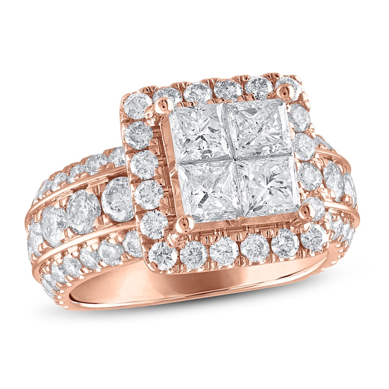 Main Image 1 of Now + Forever Diamond Engagement Ring 4 ct tw Princess & Round 14K Rose Gold