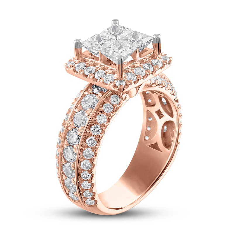 Main Image 2 of Now + Forever Multi-Diamond Engagement Ring 3 ct tw Princess & Round 14K Rose Gold