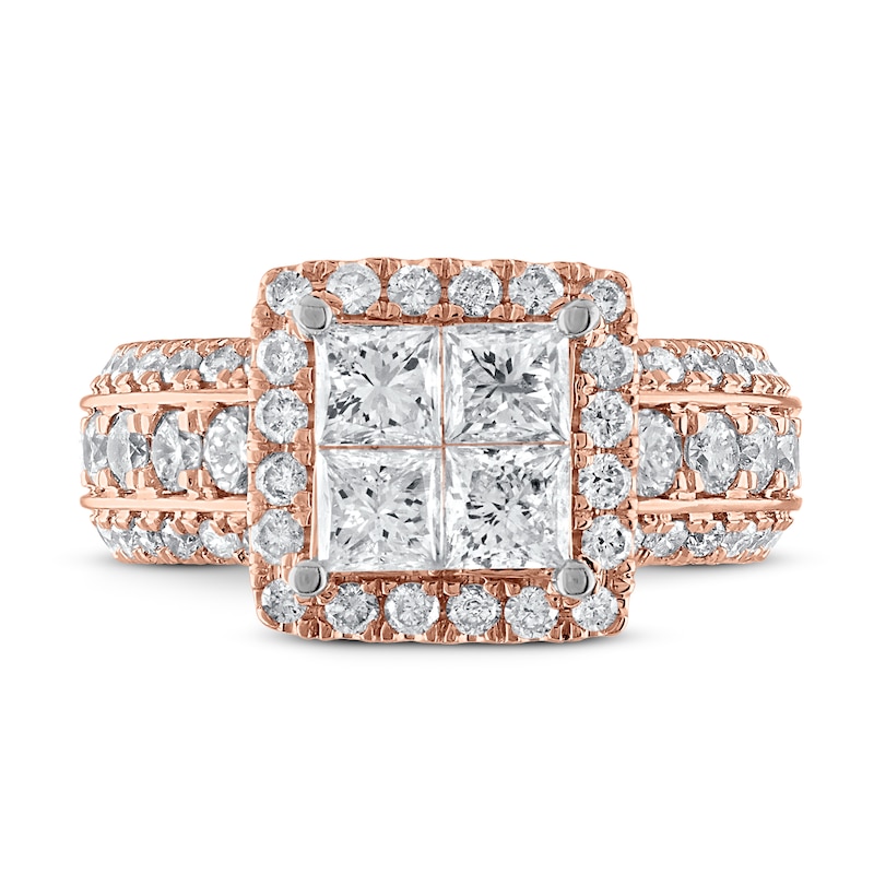 Main Image 3 of Now + Forever Multi-Diamond Engagement Ring 3 ct tw Princess & Round 14K Rose Gold