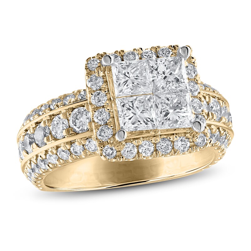 Main Image 1 of Now + Forever Multi-Diamond Engagement Ring 3 ct tw Princess & Round 14K Yellow Gold