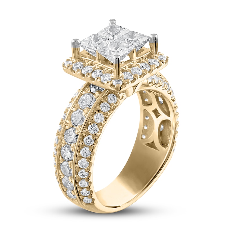 3CT Princess Cut Multi Color Diamond Engagement Band Ring 14k Yellow Gold Finish
