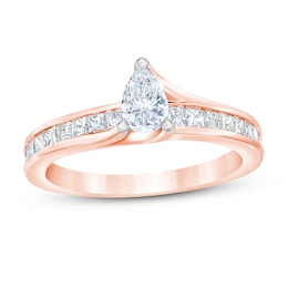 Now + Forever Diamond Engagement Ring 1 ct tw Pear & Princess 14K Rose Gold