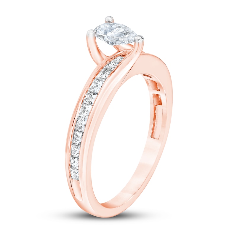 Diamond Engagement Ring 1 ct tw Pear & Princess 14K Rose Gold