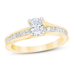 Now + Forever Diamond Engagement Ring 1 ct tw Oval & Princess 14K Yellow Gold