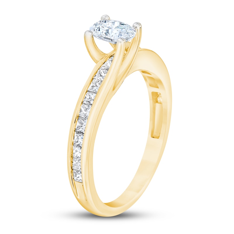 Diamond Engagement Ring 1 ct tw Oval & Princess 14K Yellow Gold