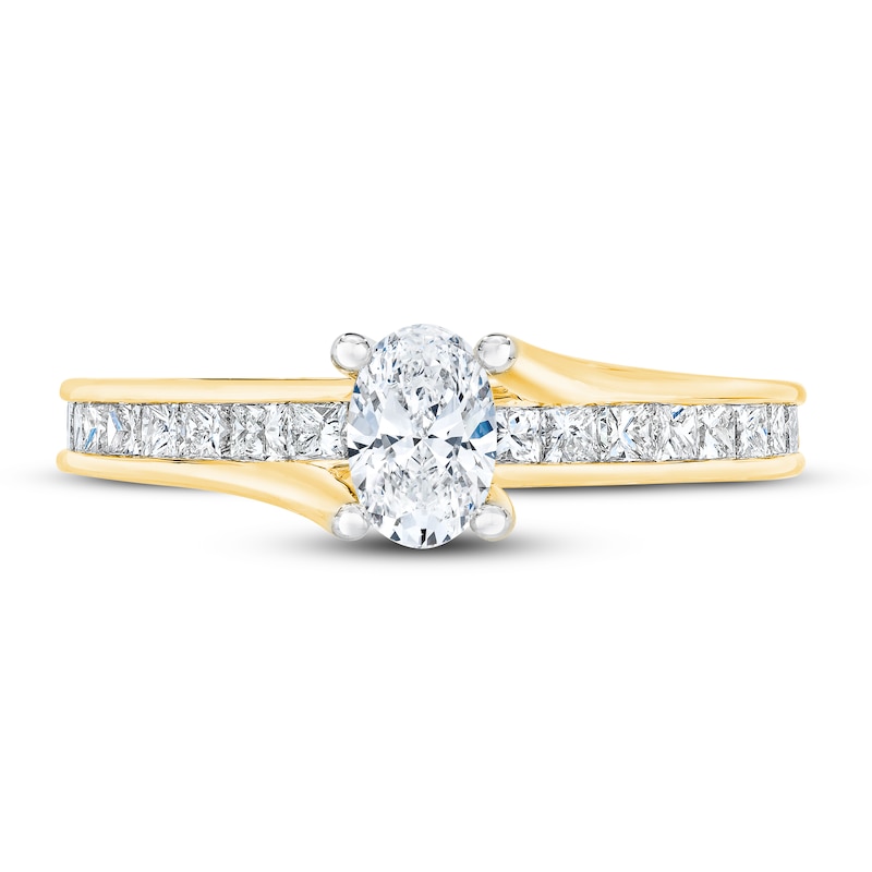 Diamond Engagement Ring 1 ct tw Oval & Princess 14K Yellow Gold