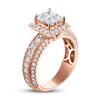Diamond Engagement Ring 2 ct tw Princess & Round 14K Rose Gold