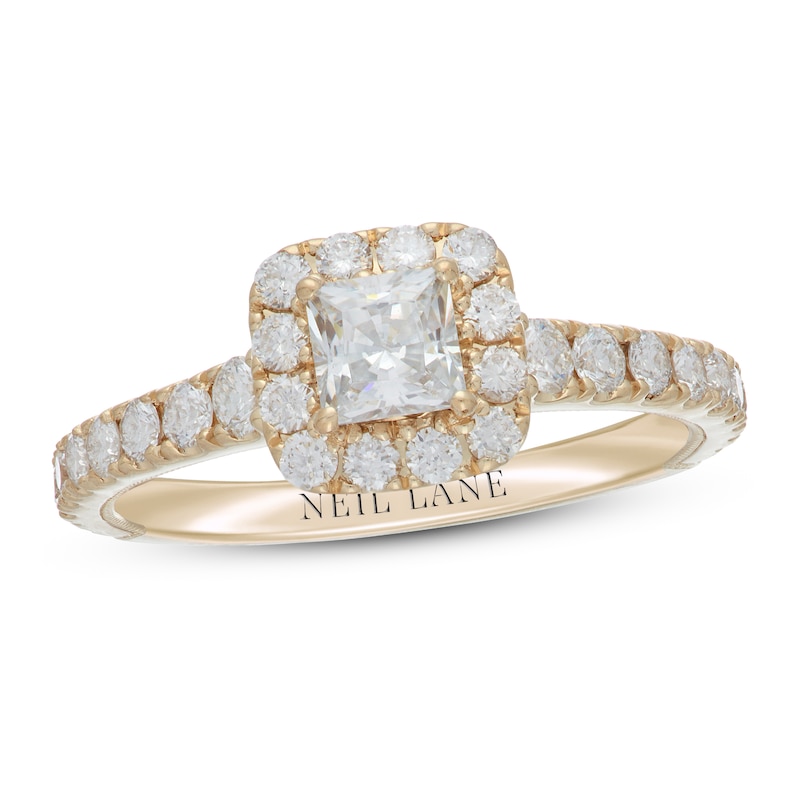 Main Image 1 of Neil Lane Diamond Engagement Ring 1-1/8 ct tw Princess & Round-cut 14K Yellow Gold