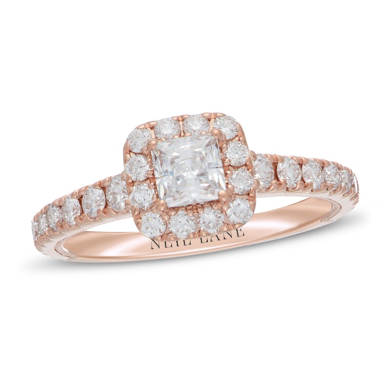 Neil Lane Diamond Engagement Ring 1-1/8 ct tw Princess/Round-cut 14K Rose Gold