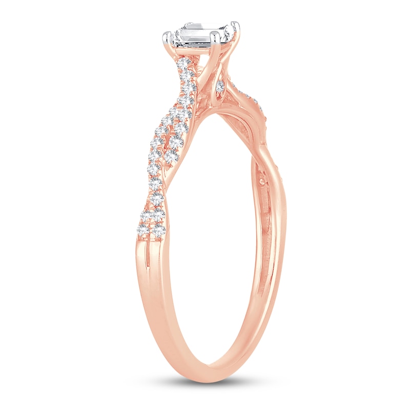 Diamond Engagement Ring 1/2 ct tw Princess & Round 14K Rose Gold