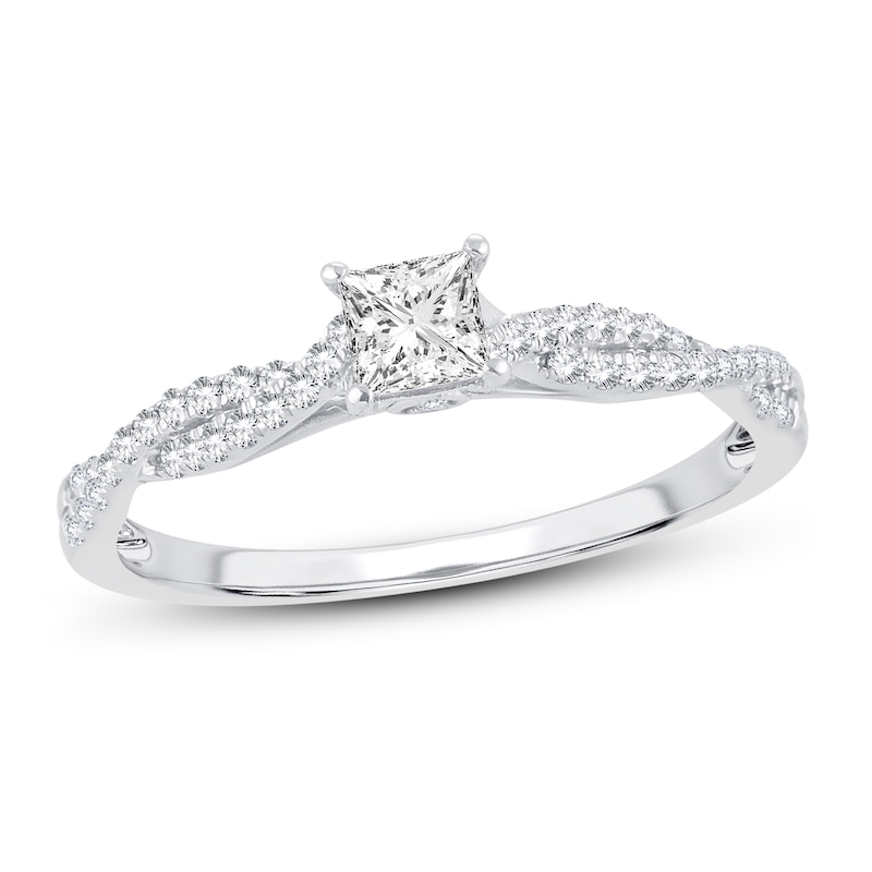Main Image 1 of Now + Forever Diamond Engagement Ring 1/2 ct tw Princess & Round 14K White Gold