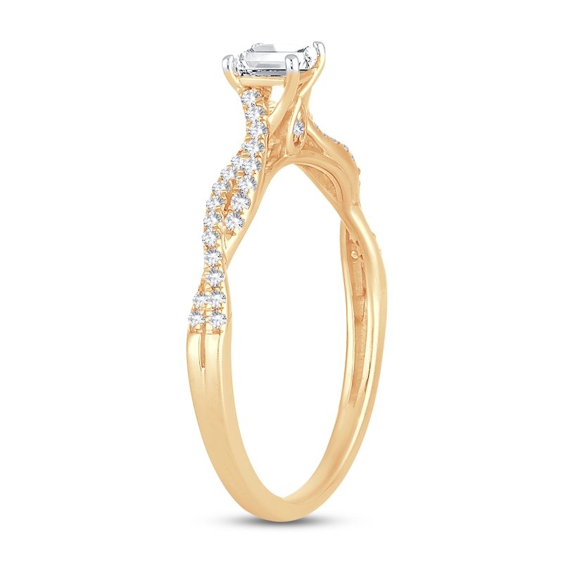 Diamond Engagement Ring 1/2 ct tw Princess & Round 14K Yellow Gold