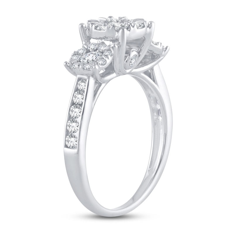 Main Image 2 of Memories Moments Magic 3-Stone Diamond Engagement Ring 1 ct tw Round-cut 14K White Gold