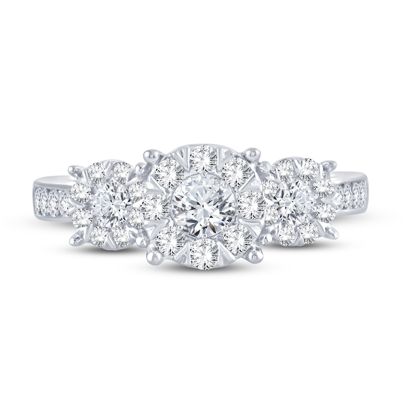 Main Image 3 of Memories Moments Magic 3-Stone Diamond Engagement Ring 1 ct tw Round-cut 14K White Gold