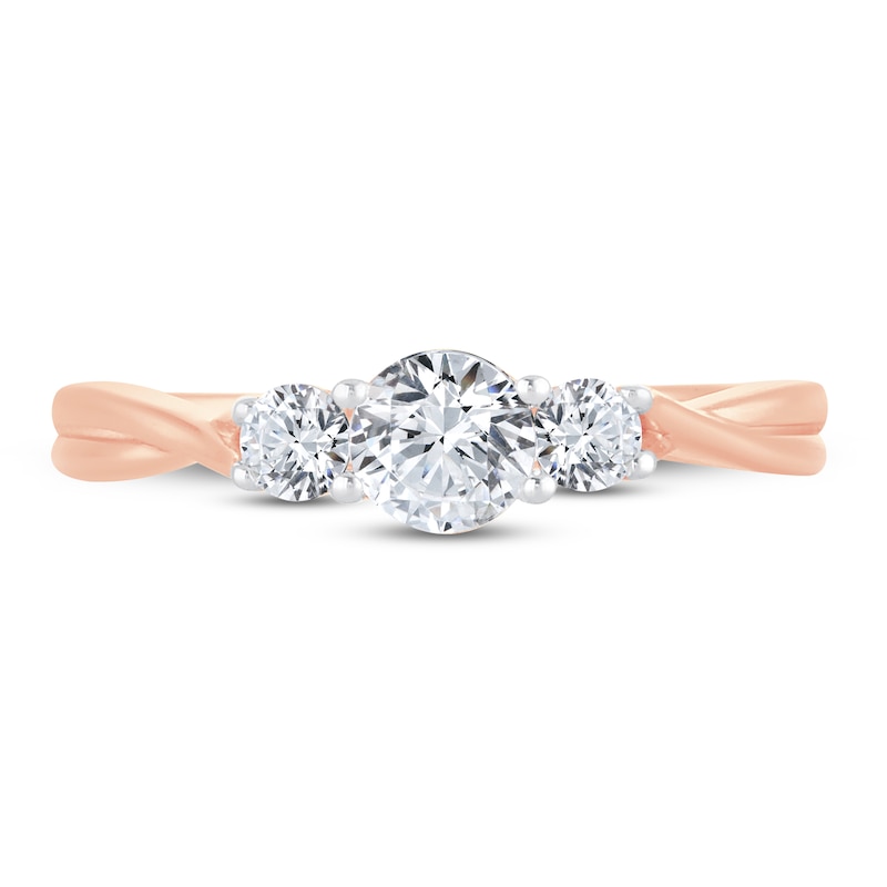 3-Stone Diamond Engagement Ring 3/4 ct tw Round-cut 14K Rose Gold