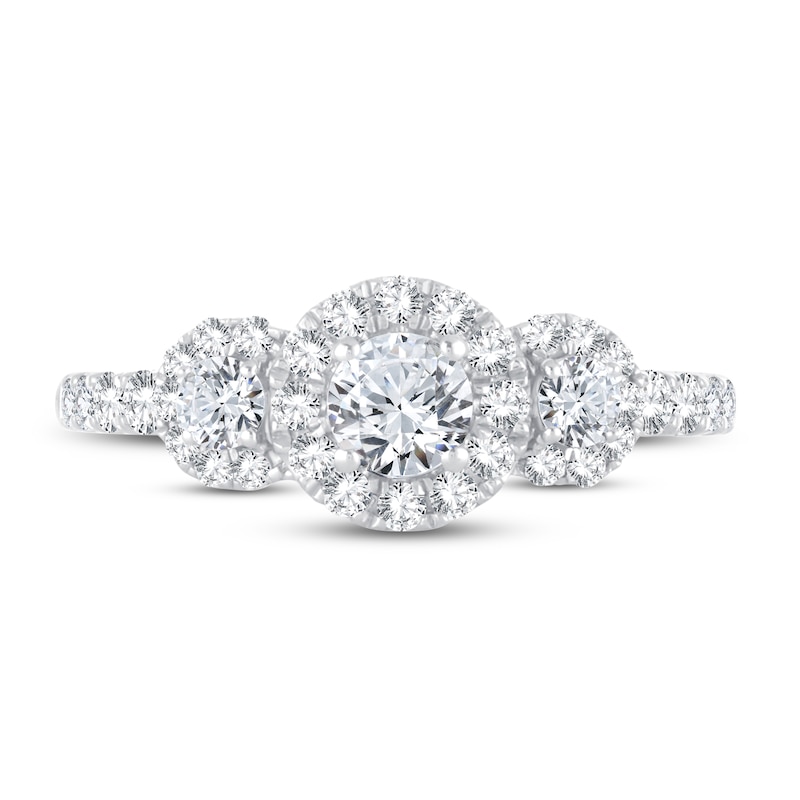 Main Image 3 of Memories Moments Magic 3-Stone Diamond Engagement Ring 1 ct tw Round-cut 14K White Gold