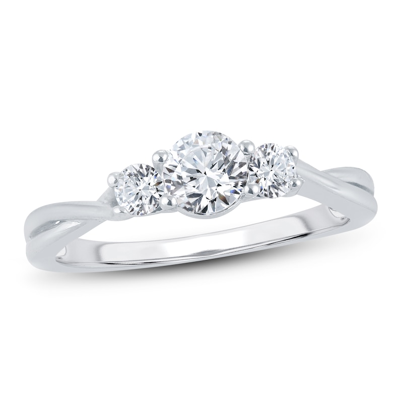 Memories Moments Magic 3-Stone Diamond Engagement Ring 3/4 ct tw Round-cut 14K White Gold