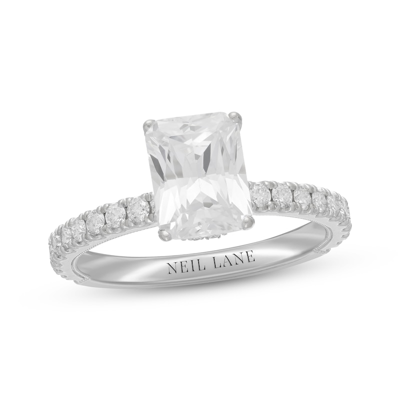 Neil Lane Diamond Engagement Ring 2-3/8 ct tw Radiant & Round 14K White ...