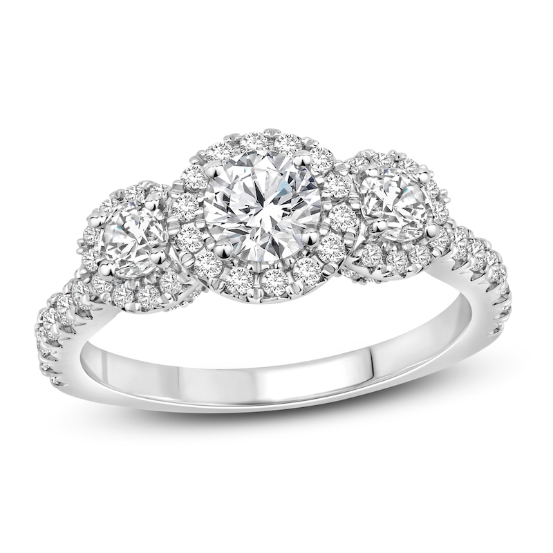 3-Stone Diamond Engagement Ring 1-3/8 ct tw Round-cut 14K White Gold