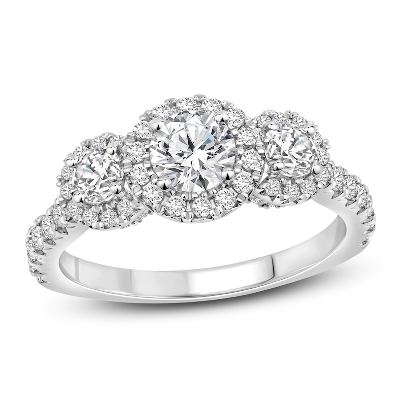 Main Image 1 of 3-Stone Diamond Engagement Ring 1-3/8 ct tw Round-cut 14K White Gold