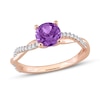 Round Amethyst Engagement Ring 1/6 ct tw Diamonds 14K Rose Gold