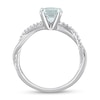 Round Aquamarine Engagement Ring 1/6 ct tw Diamonds 14K White Gold