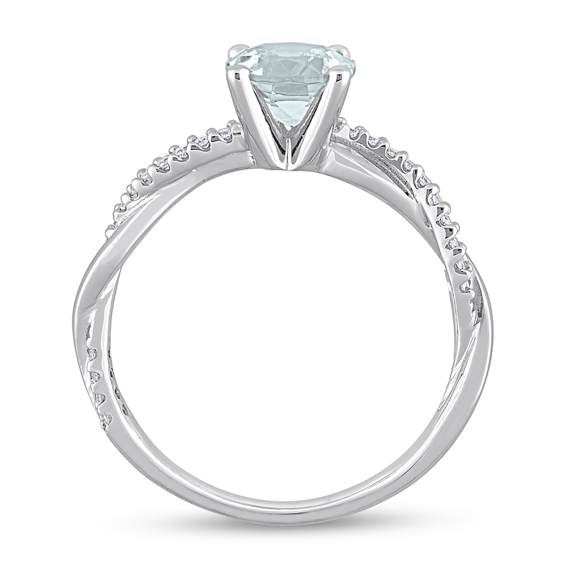Main Image 3 of Now + Forever Round Aquamarine Engagement Ring 1/6 ct tw Diamonds 14K White Gold