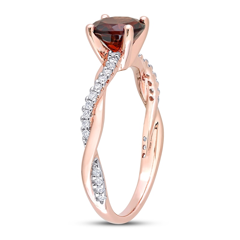Main Image 2 of Now + Forever Round Garnet Engagement Ring 1/6 ct tw Diamonds 14K Rose Gold