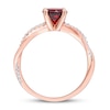 Round Garnet Engagement Ring 1/6 ct tw Diamonds 14K Rose Gold