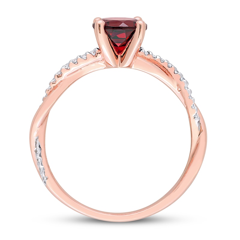 Main Image 3 of Now + Forever Round Garnet Engagement Ring 1/6 ct tw Diamonds 14K Rose Gold