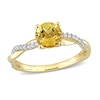 Round Citrine Engagement Ring 1/6 ct tw Diamonds 14K Yellow Gold