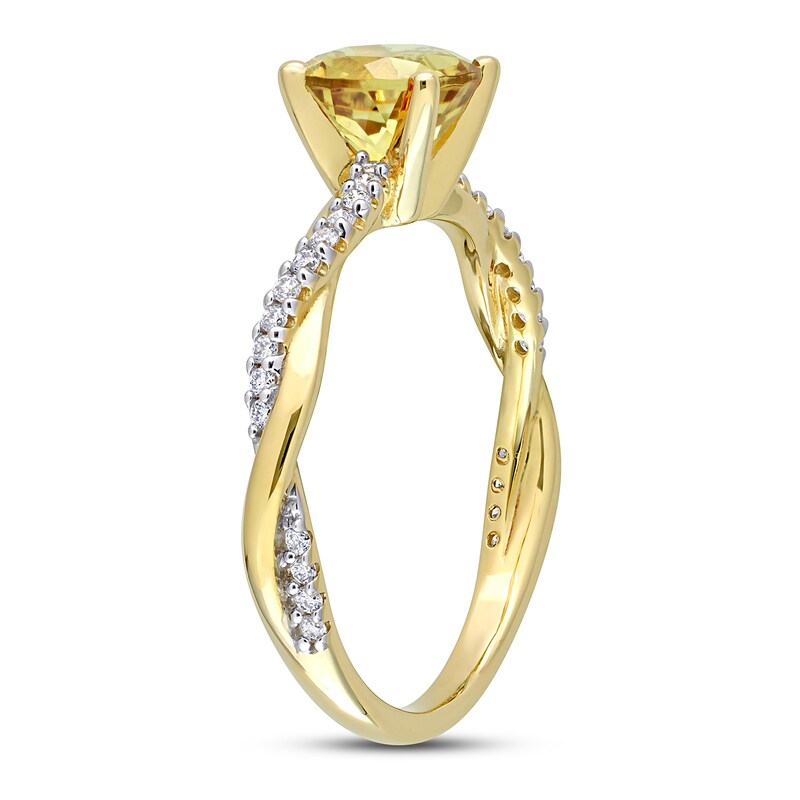 Main Image 2 of Now + Forever Round Citrine Engagement Ring 1/6 ct tw Diamonds 14K Yellow Gold