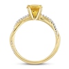 Round Citrine Engagement Ring 1/6 ct tw Diamonds 14K Yellow Gold