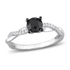 Thumbnail Image 0 of Black & White Diamond Engagement Ring 1 ct tw Round-cut 14K White Gold