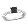Thumbnail Image 1 of Now + Forever Black & White Diamond Engagement Ring 1 ct tw Round-cut 14K White Gold