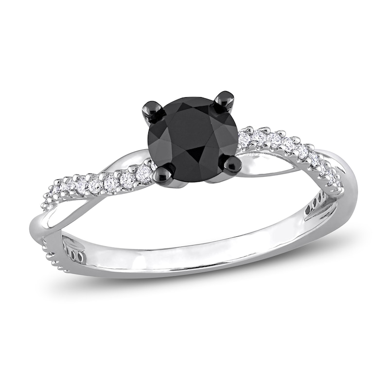 Main Image 1 of Now + Forever Black & White Diamond Engagement Ring 1 ct tw Round-cut 14K White Gold
