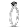 Thumbnail Image 1 of Black & White Diamond Engagement Ring 1 ct tw Round-cut 14K White Gold