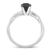 Thumbnail Image 2 of Black & White Diamond Engagement Ring 1 ct tw Round-cut 14K White Gold