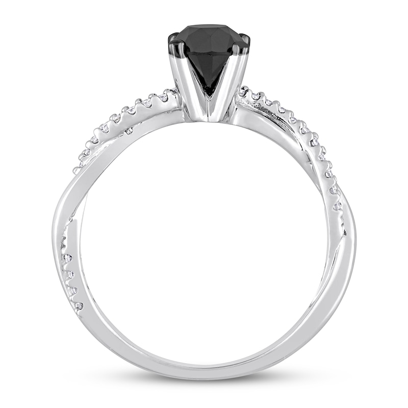 Main Image 3 of Now + Forever Black & White Diamond Engagement Ring 1 ct tw Round-cut 14K White Gold