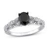 Thumbnail Image 1 of Now + Forever Black & White Diamond Engagement Ring 1 ct tw Oval & Round 14K White Gold