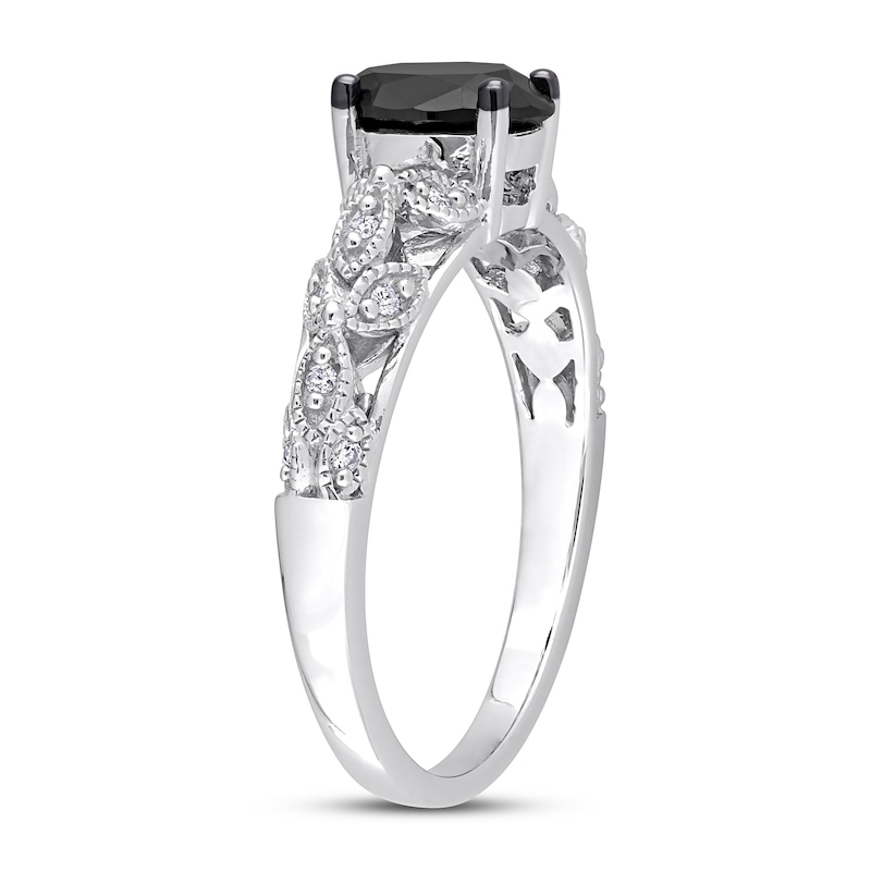 Main Image 2 of Now + Forever Black & White Diamond Engagement Ring 1 ct tw Oval & Round 14K White Gold